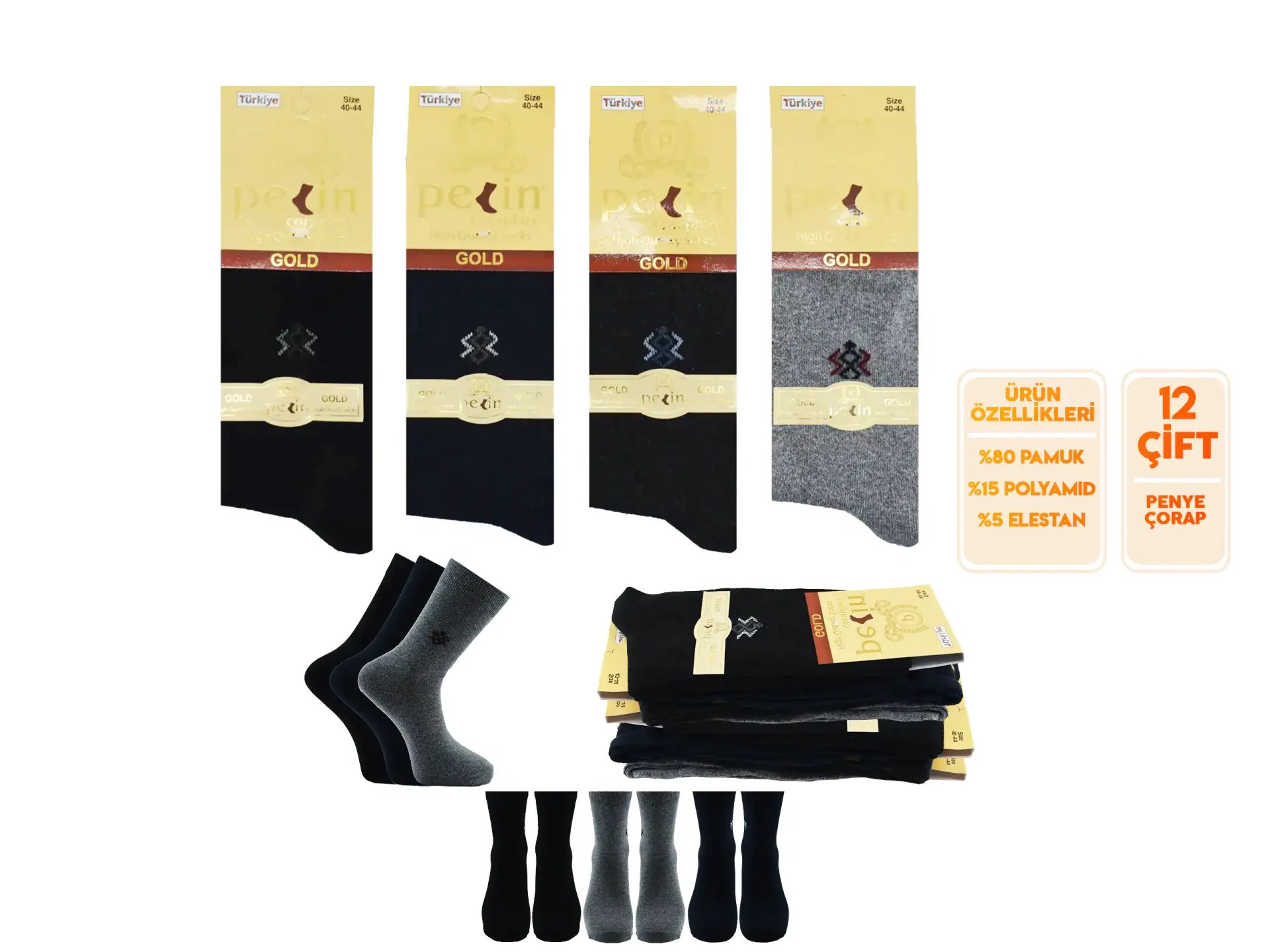 Pelin 1-41 (40-44) Erkek Penye Likralı Çorap