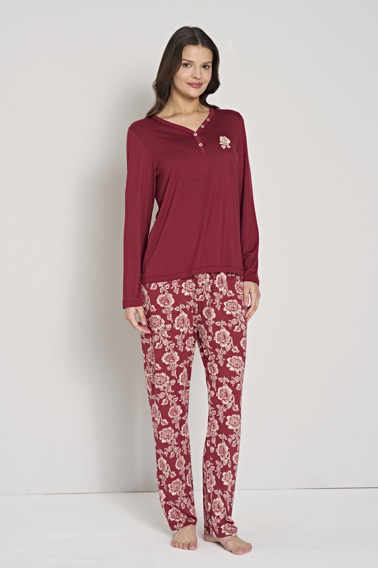 Pijadore 1904 (M-L-XL-XXL) Uzun Kollu Bayan Pijama Takım