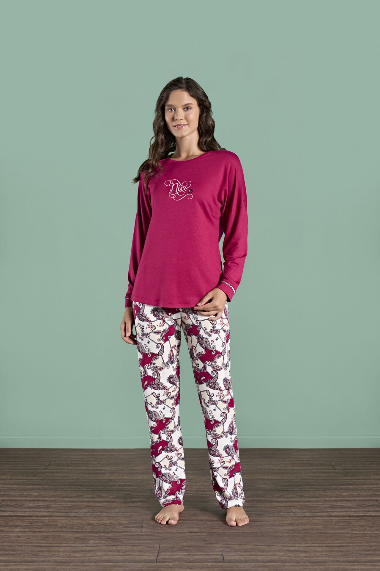 Pijadore 1990 (M-L-XL-XXL) Uzun Kollu Bayan Pijama Takım