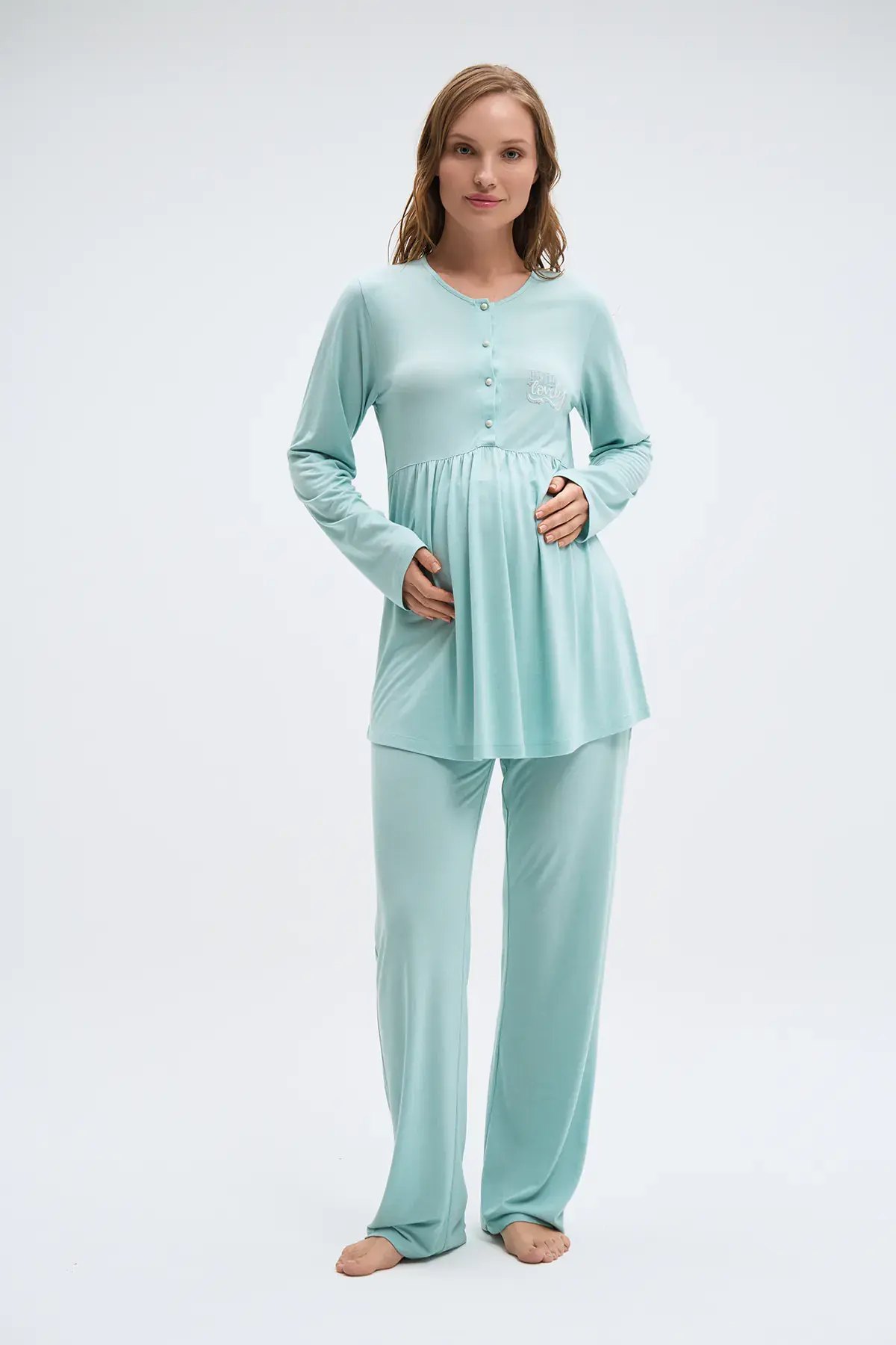 Pijadore 2015 (M-L-XL-XXL) Uzun Kollu Lohusa Bayan Pijama Takım