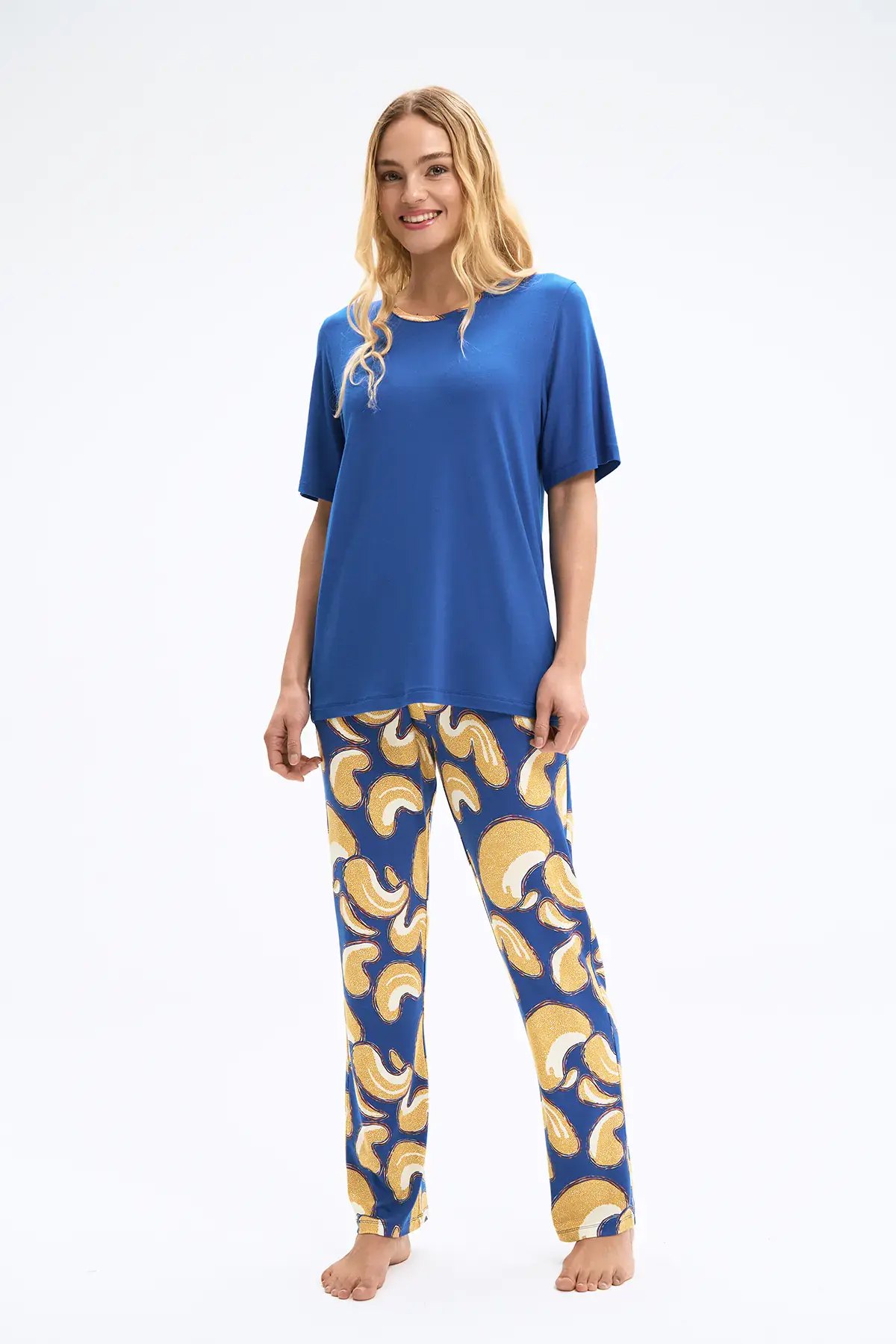 Pijadore 2037 (M-L-XL-XXL) Kısa Kollu Bayan Pijama Takım