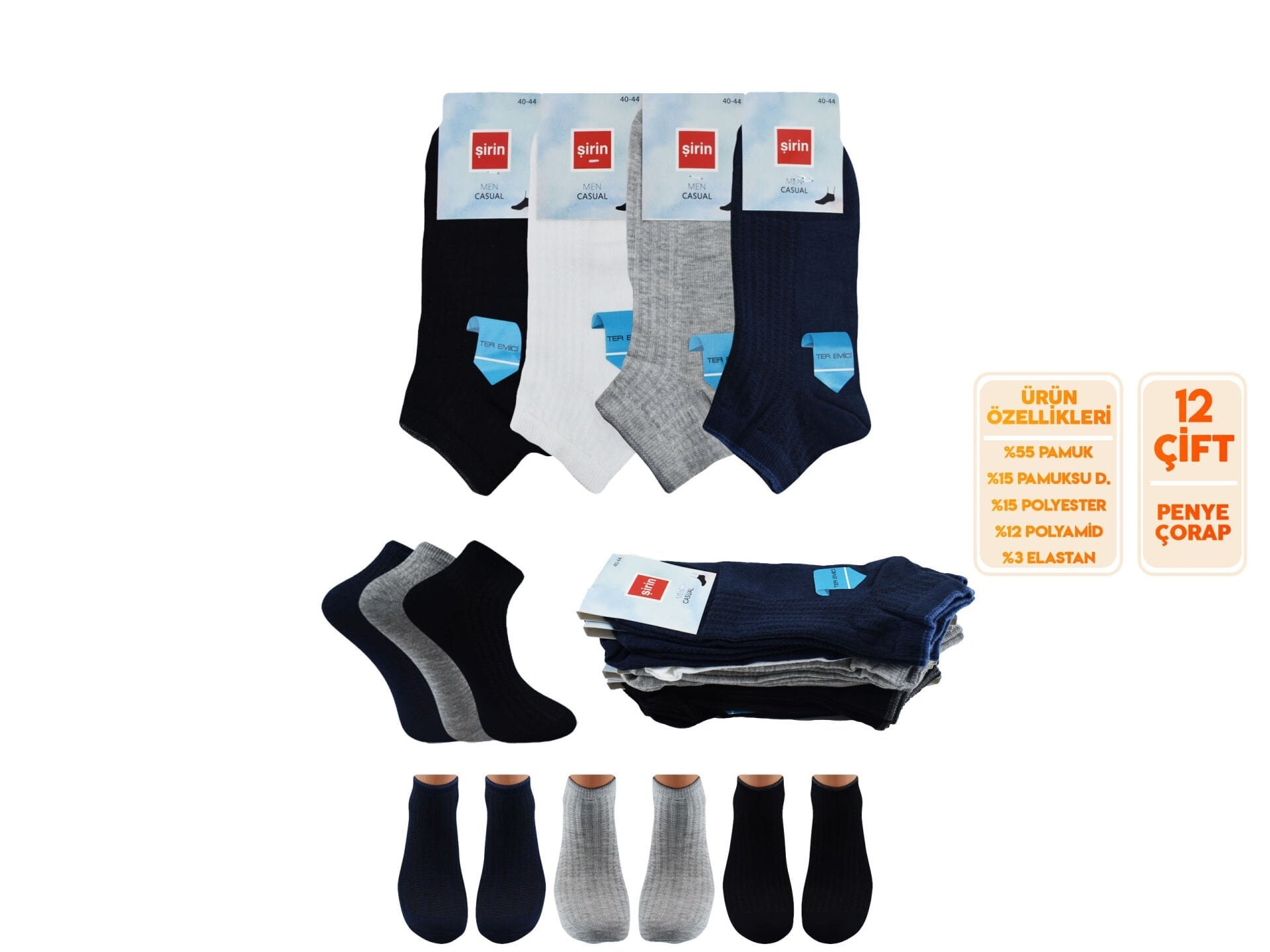Şirin 7010-25 (40-44) Ter Emici Erkek Penye Patik