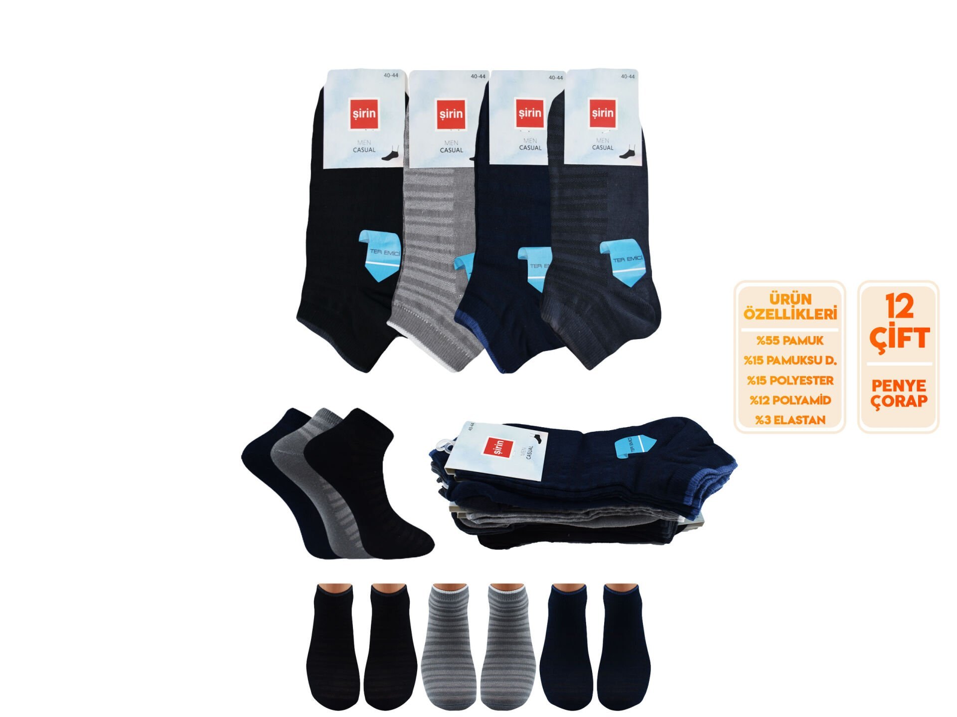 Şirin 7010-26 (40-44) Ter Emici Erkek Penye Patik