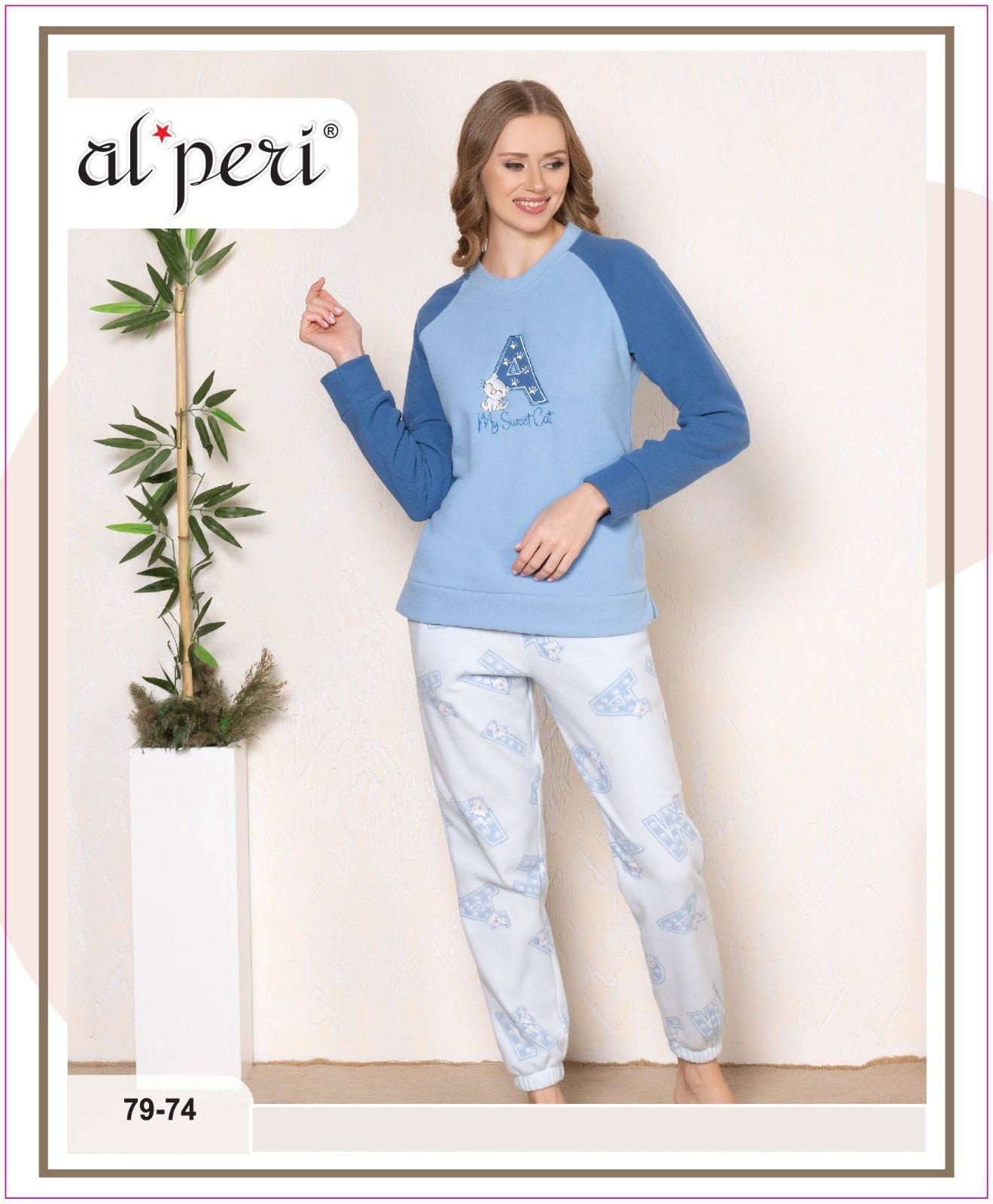 Alperi 79-74 Velsoft Bayan Uzun Kollu Pijama Takımı