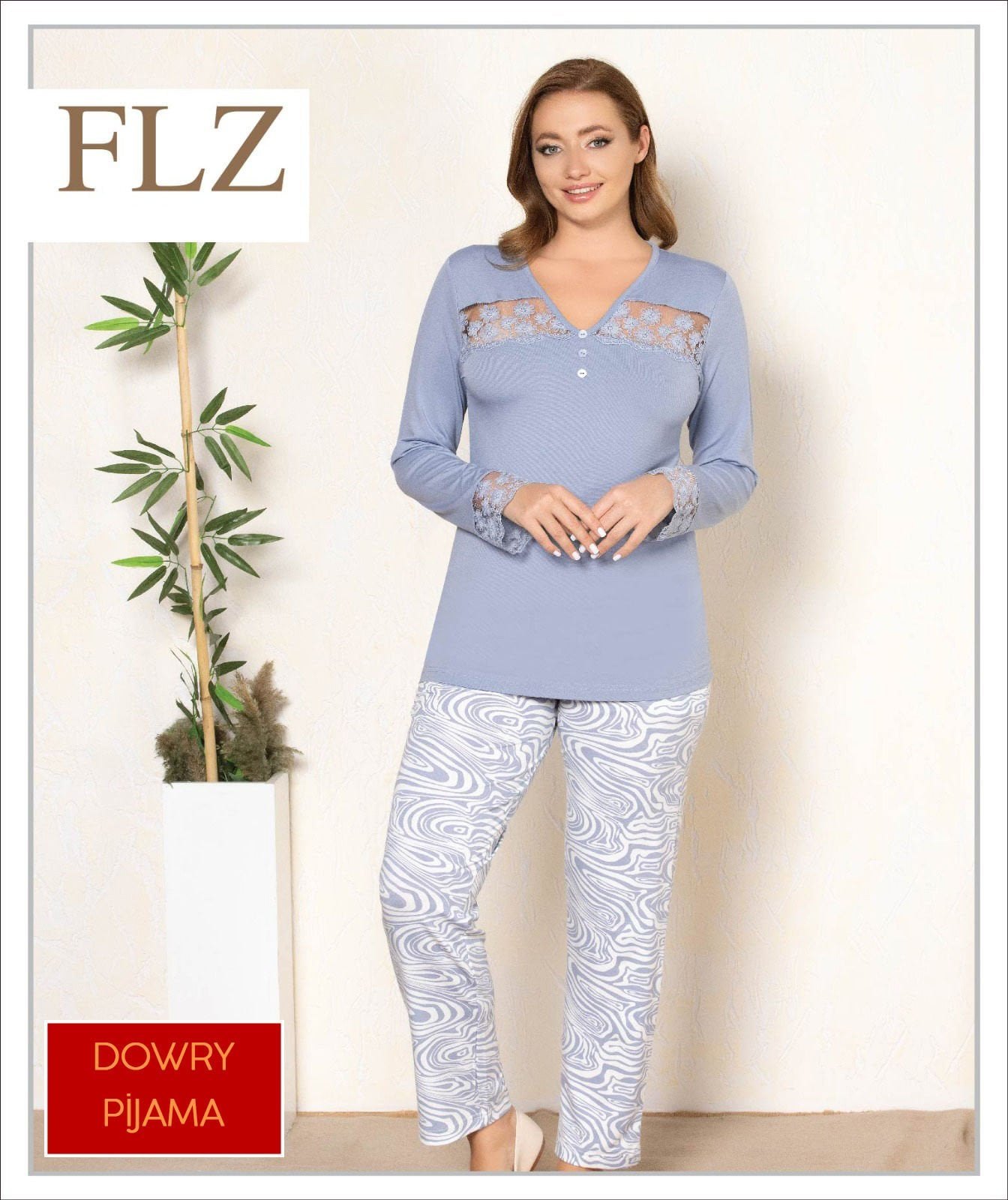 Flz 89-42 Bayan Uzun Kollu Pijama Takımı (S-M-L-XL)