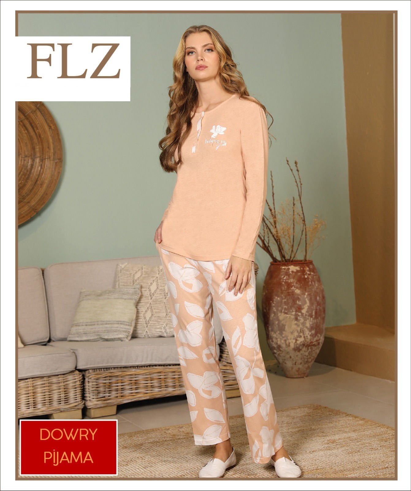 Flz 89-91 Bayan Uzun Kollu Pijama Takımı (S-M-L-XL)