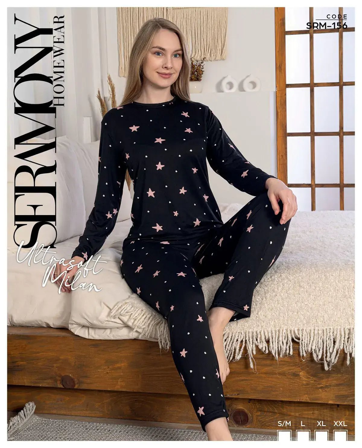 Seramony 156 (S-M-L-XL-XXL) Ultra Soft Milan Uzun Kollu Bayan Pijama Takım