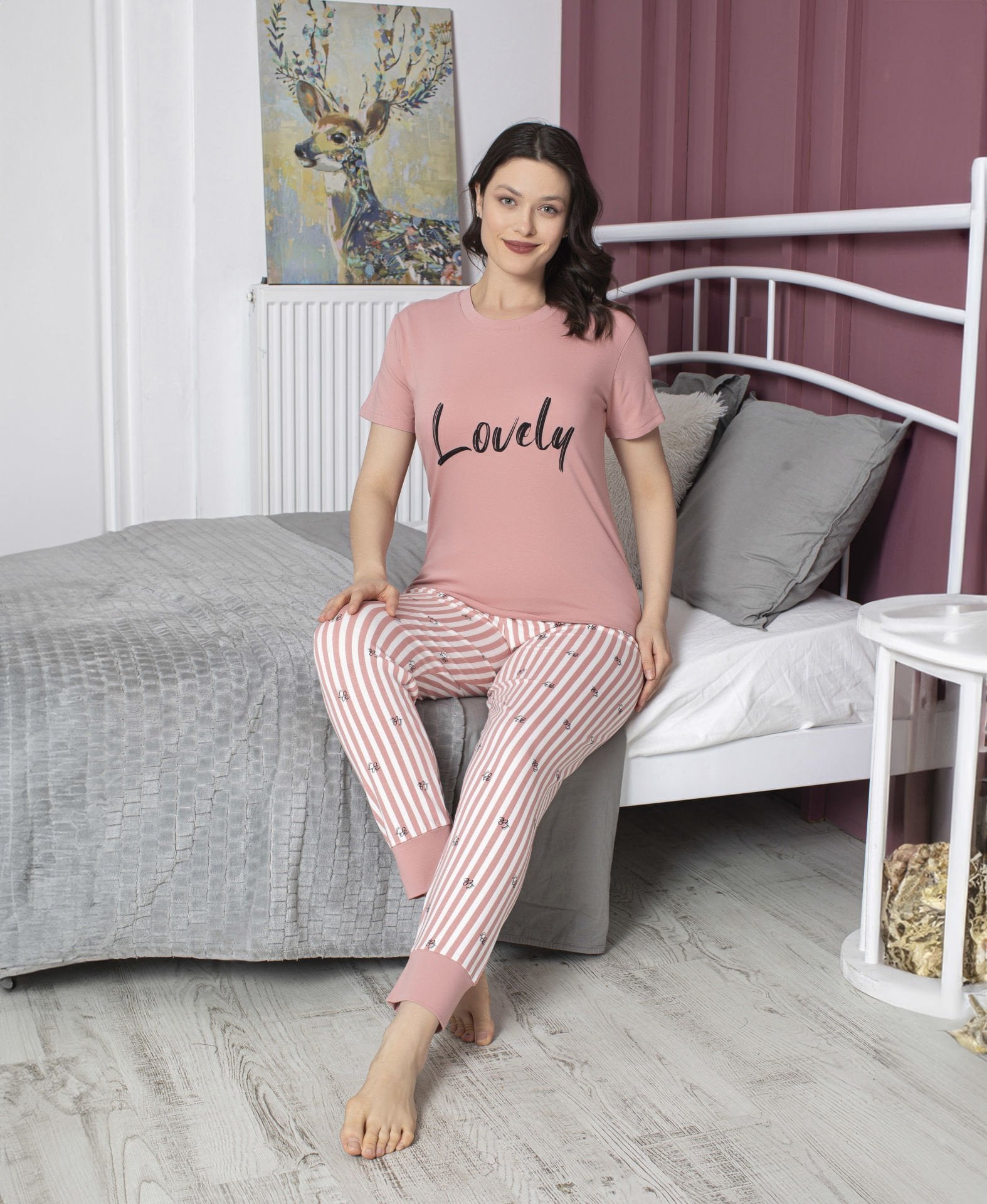 Tekten 4840 Bayan Kısa Kollu Pijama Takım