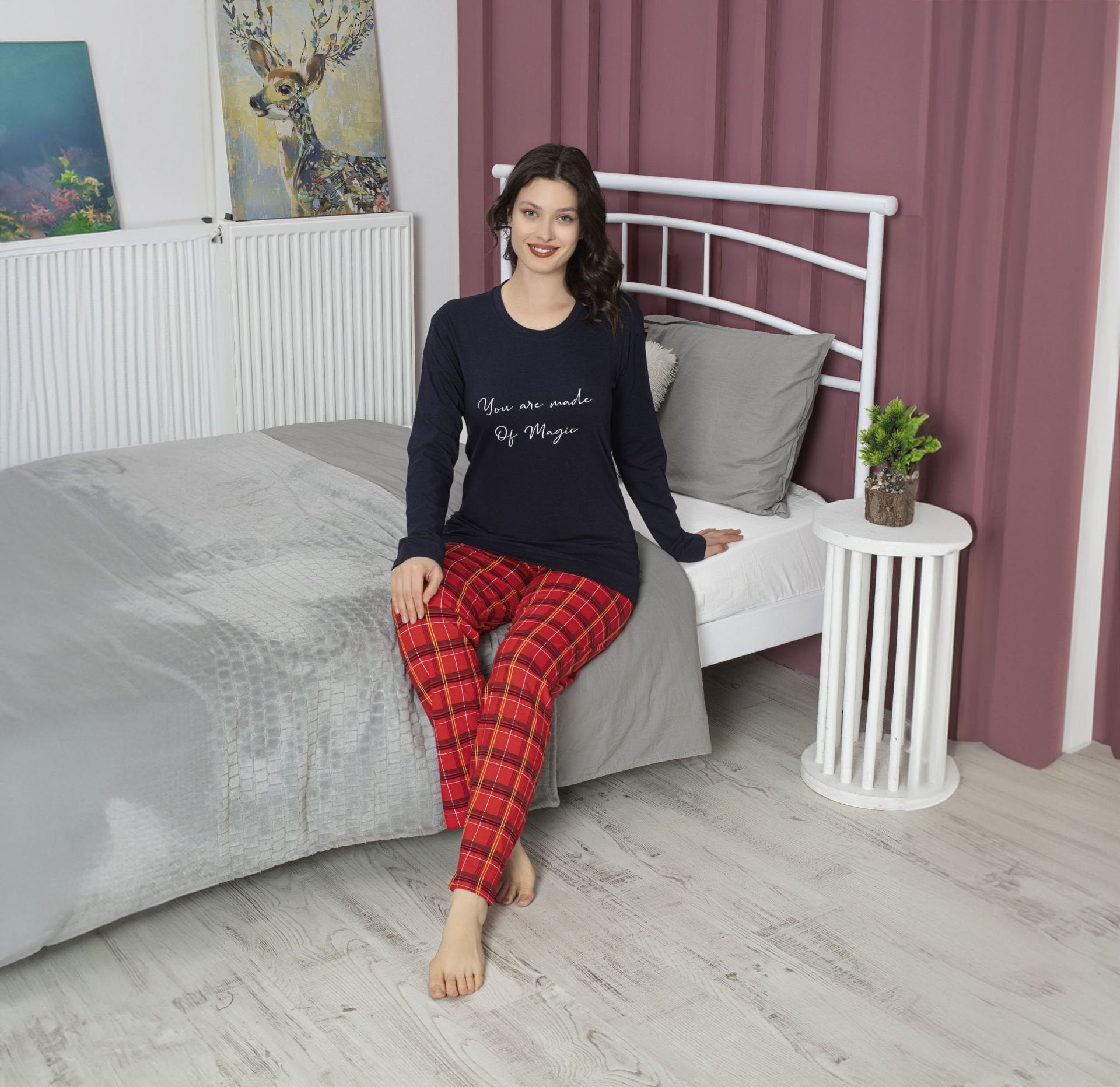 Tekten 5190 Bayan Uzun Kollu Pijama Takım