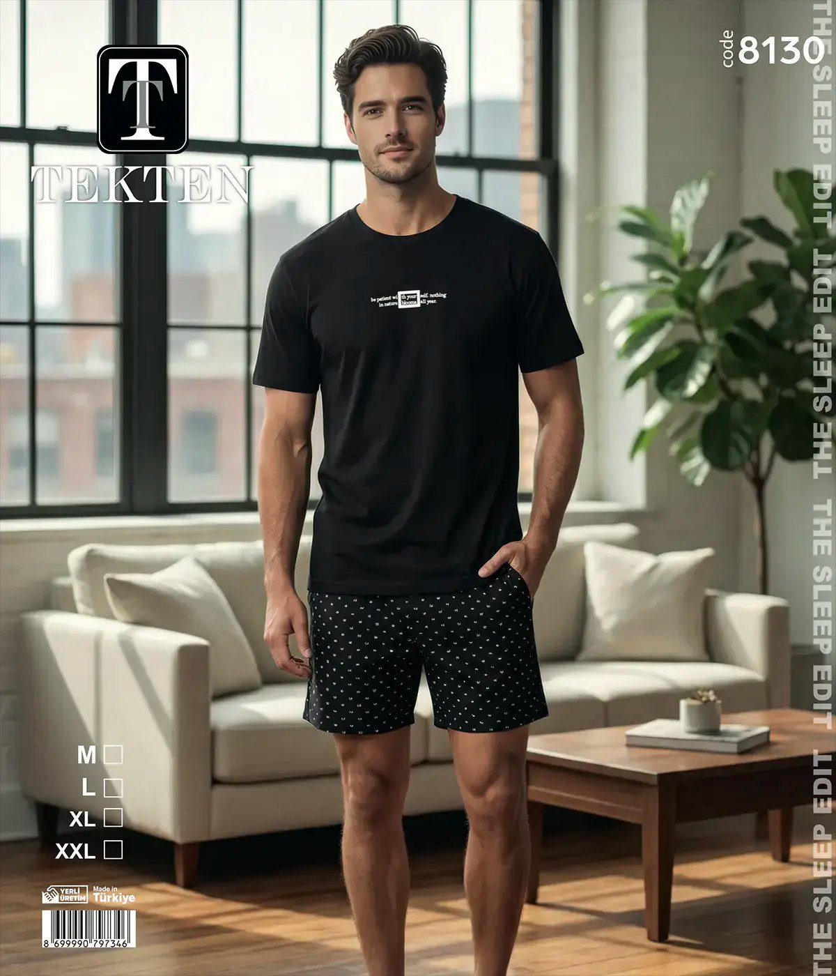 Tekten 8130 (M-L-XL-XXL) Erkek Kısa Kollu Şortlu Takım