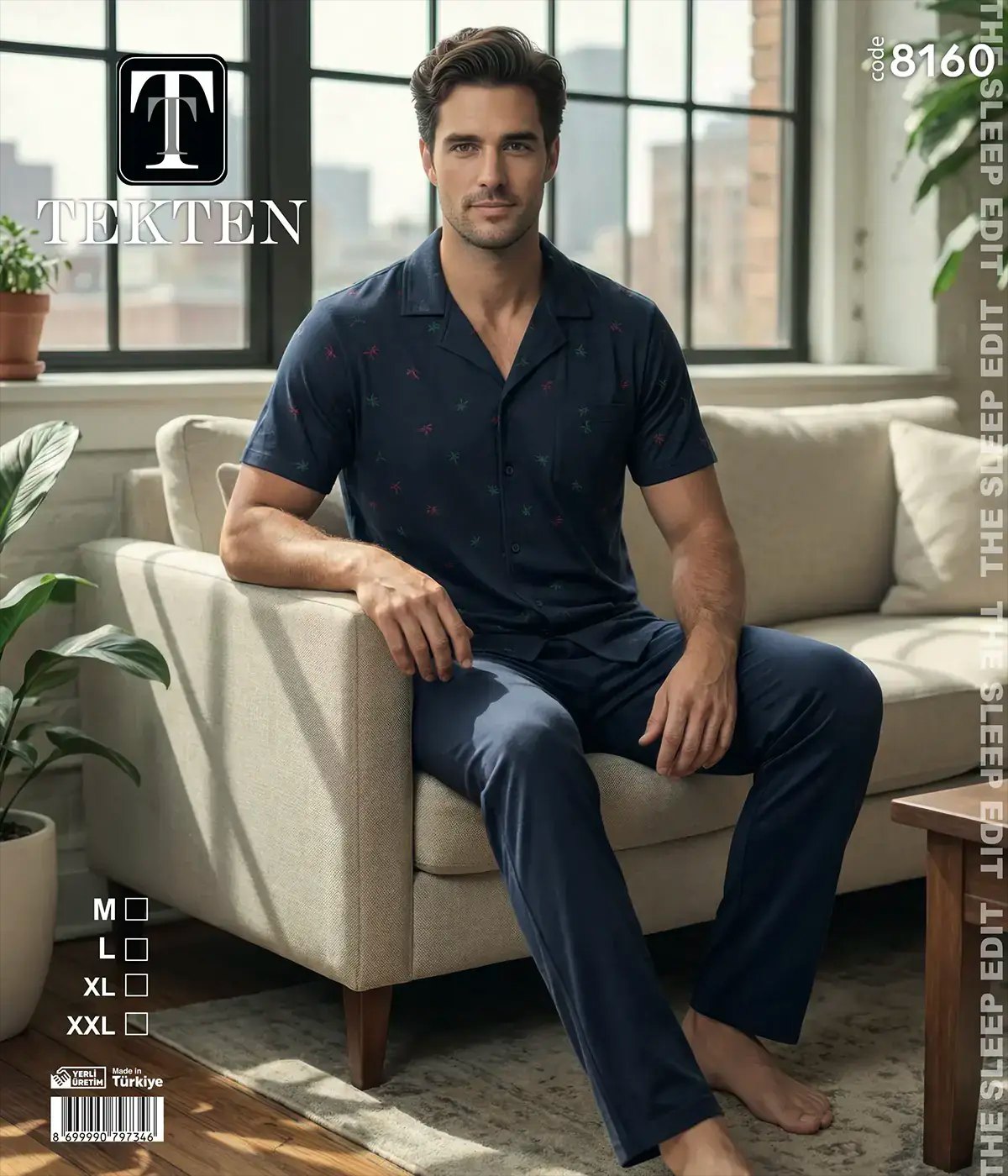 Tekten 8160 (M-L-XL-XXL) Erkek Kısa Kollu Pijama Takım