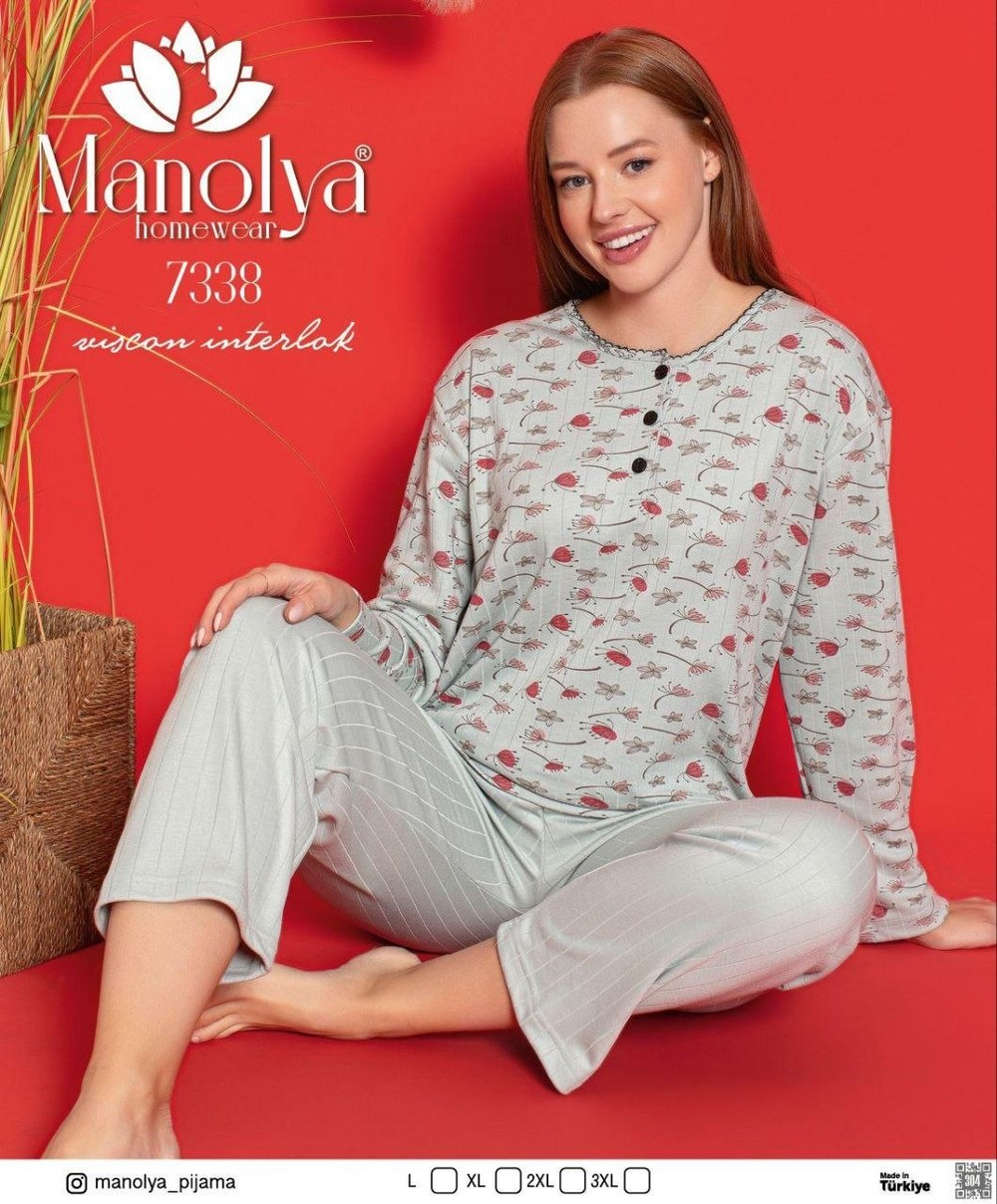 Manolya 7338 Viskon İnterlok Anne Pijama Takım KOD-1