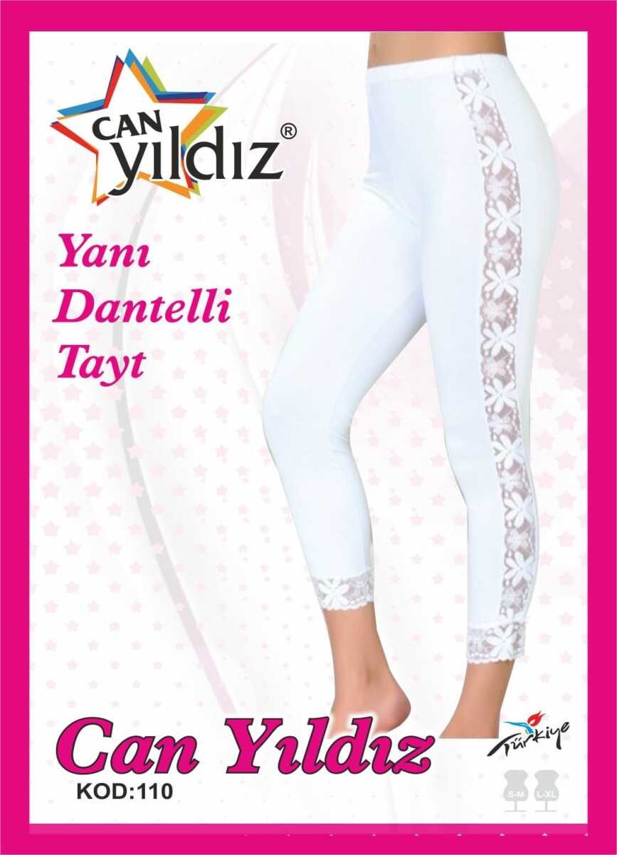 Can Yıldızı 110 Yanı Geniş Dantelli Tayt SİYAH