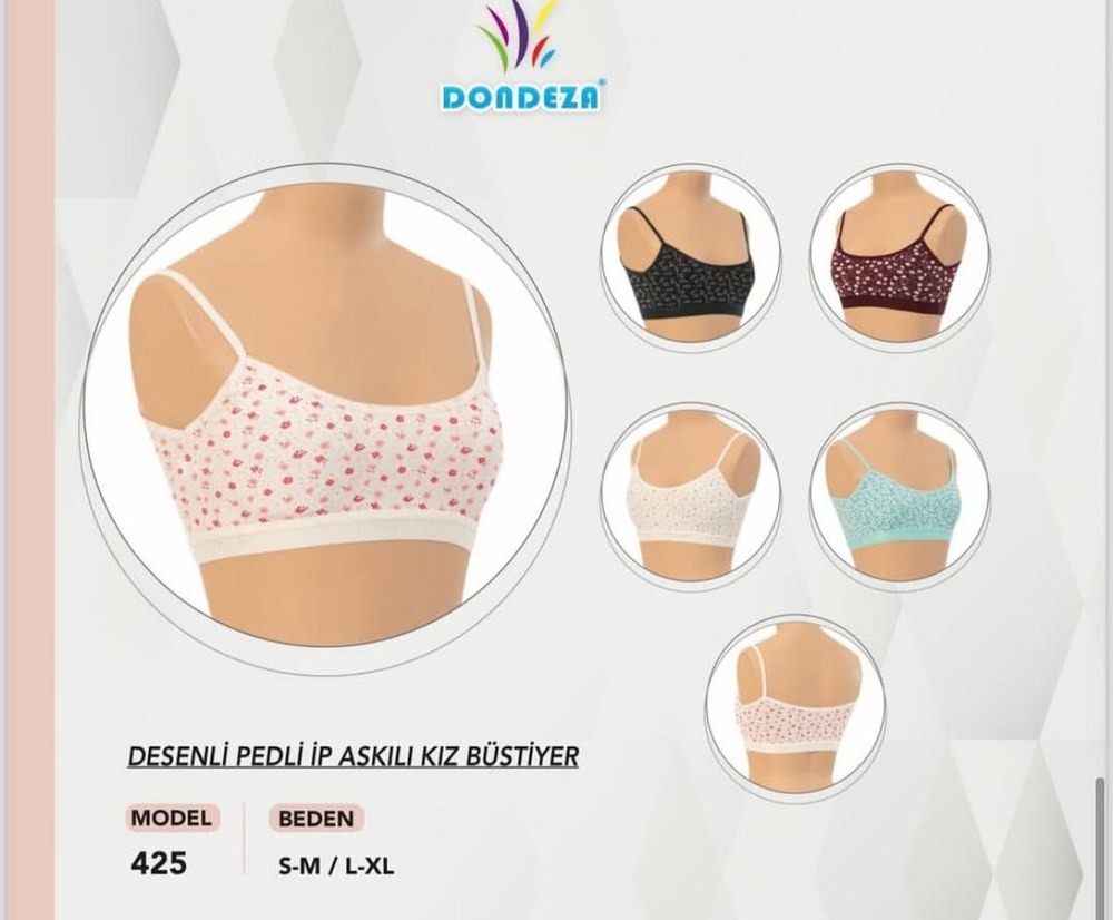 Dondeza 425 Pedli Desenli Kız İp Askılı Büstiyer
