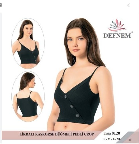 Defnem 8120 Likralı Kaşkorse Düğmelı Pedlı Crop (paketler Karışık Beden) VİZYON