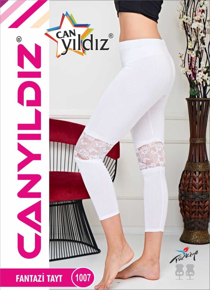 Can Yıldızı 1007 Kadın Dantelli Tayt BEYAZ
