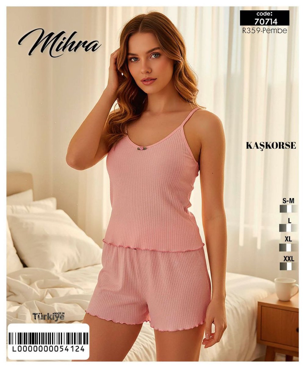 Mihra 70825-70714 Kaşkorse Bayan İp Askılı Şort Takım KOD-4