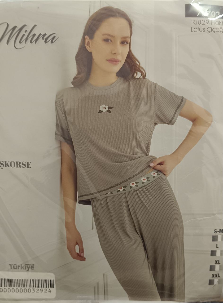 Mihra Kaşkorse Kısa Kol Pijama Takımı 70703 + KOD-3