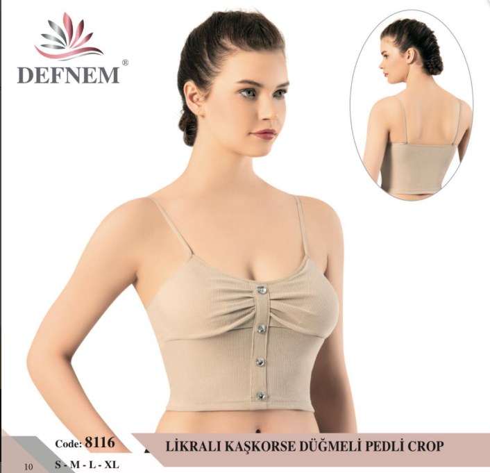 Defnem 8116 Düğmeli Crop (paketler Karışık Beden) SU YEŞİLİ