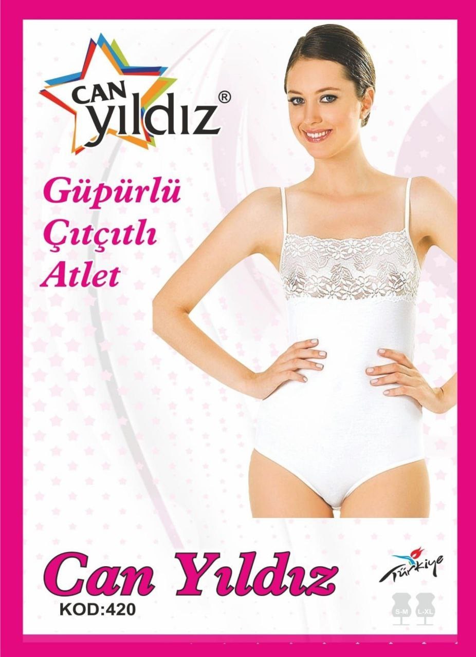 Can Yıldızı 420 Güpürlü Çıtçıtlı Atlet BEYAZ