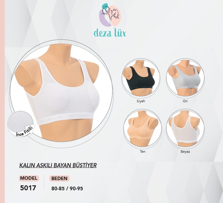 Dondeza 5017 Kalın Askılı Fitilli Pedli Bayan Büstiyer SİYAH