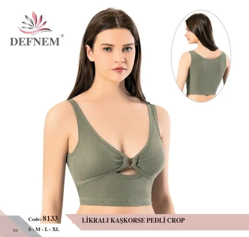 Defnem 8133 Fitilli Kalpli Crop (paketler Karışık Beden) LİLA