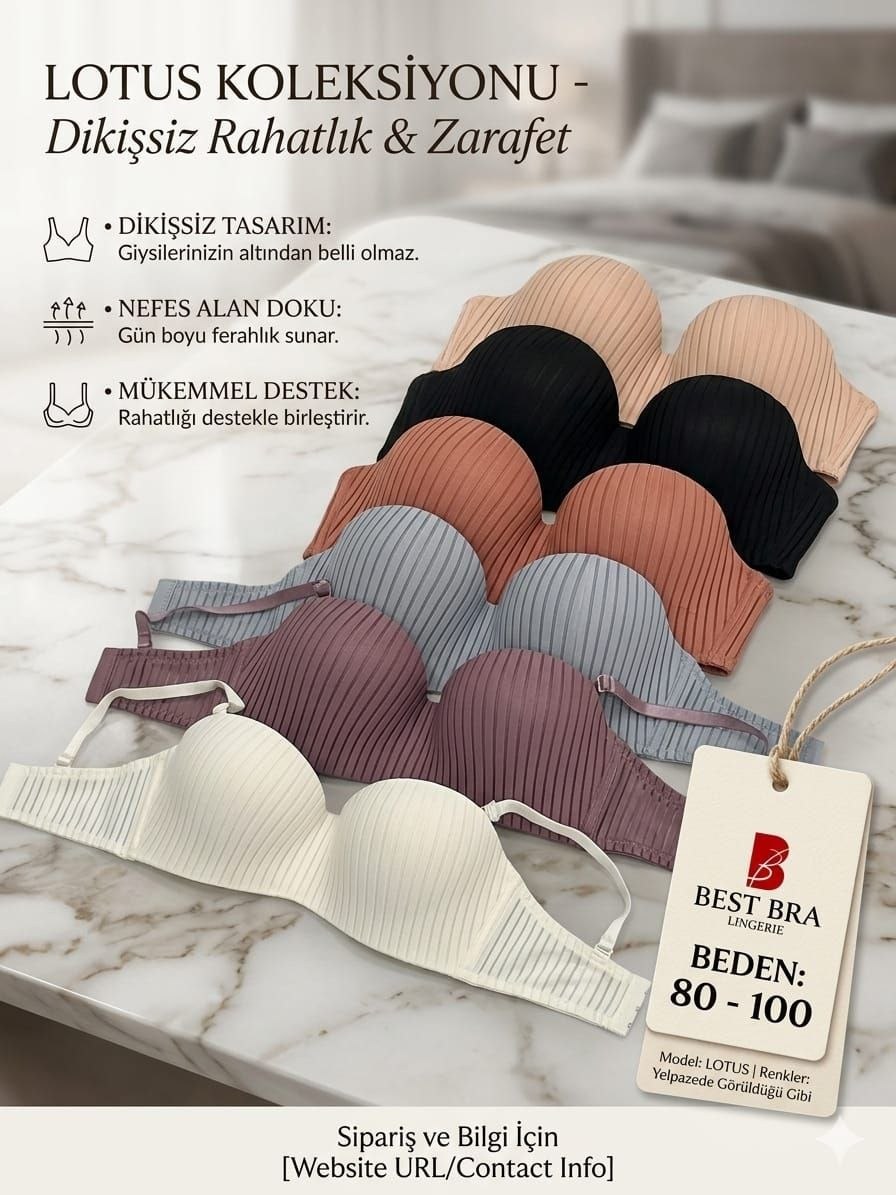 Umt 3214 Lotus Balenli İçi Boş Sütyen PATLICAN MORU