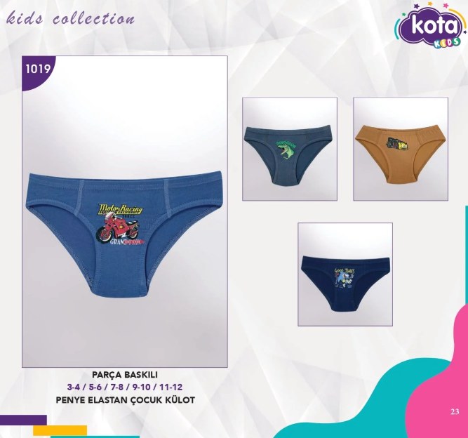 Kota 1019 Erkek Çocuk Baskılı Slip ASORTİ