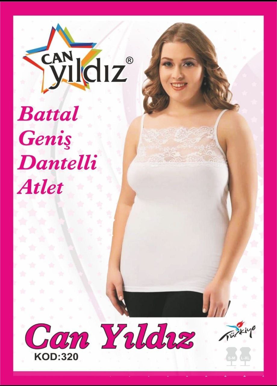 Can Yıldızı 320 Battal İp Askılı Dantelli Atlet BEYAZ
