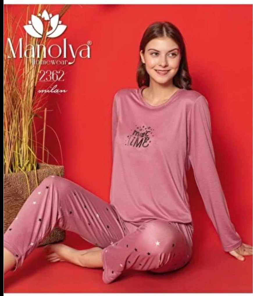 Manolya 2364 Milan Uzun Kol Bayan Pijama Takım KOD-2
