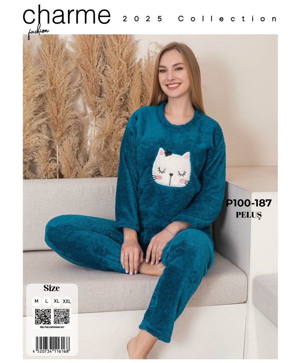 Charme 100 Peluş Bayan Pijama Takım KOD-4