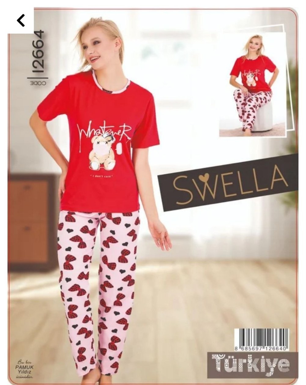 Swella Kısa Kol Bayan Pijama Takım KOD-14