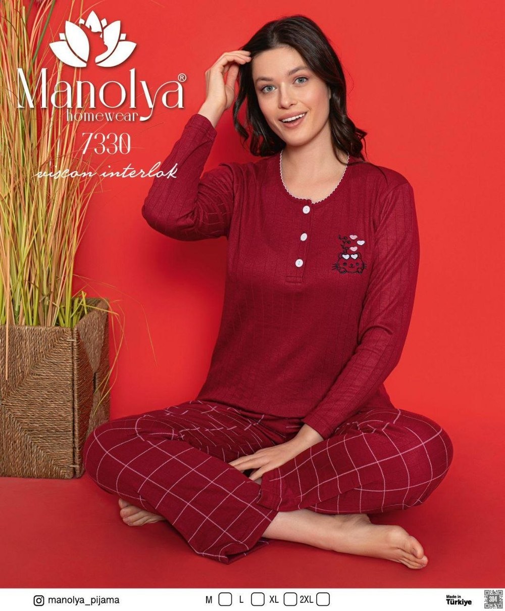 Manolya 7330 Viskon İnterlok Genç Bayan Pijama Takım KOD-1