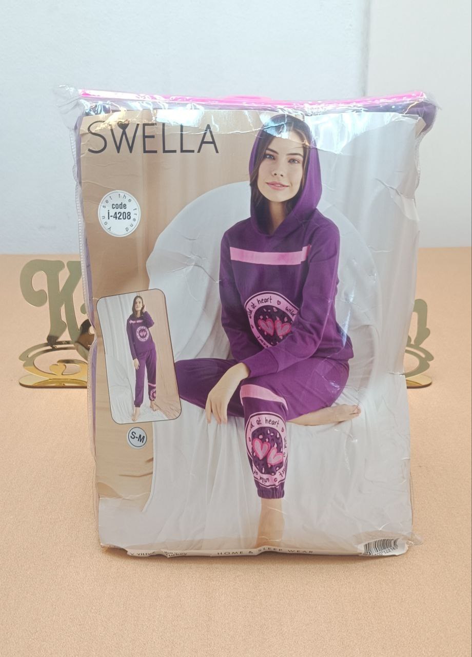 Swella Kapşonlu İki İplik Pijama Takım KOD-3