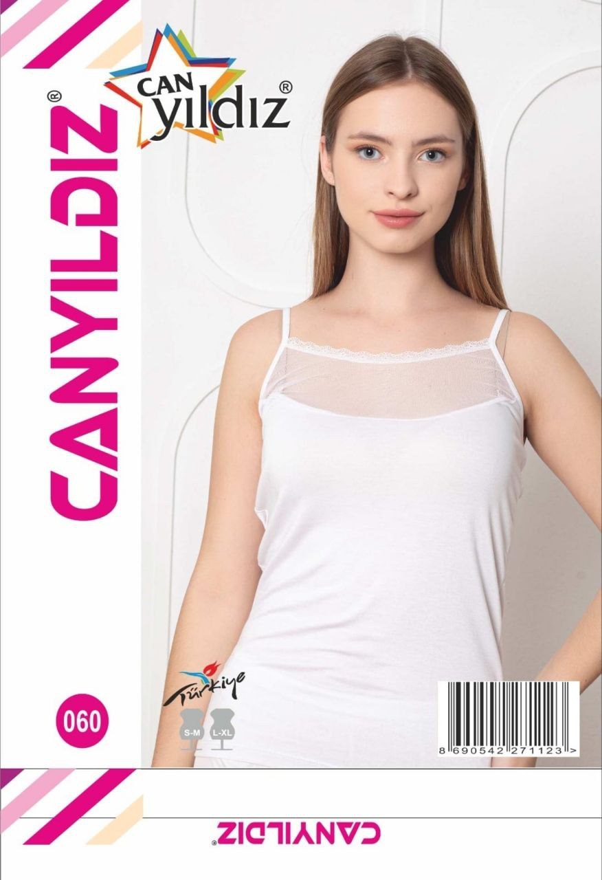 Can Yıldızı 060 İp Askılı Tül Atlet BEYAZ