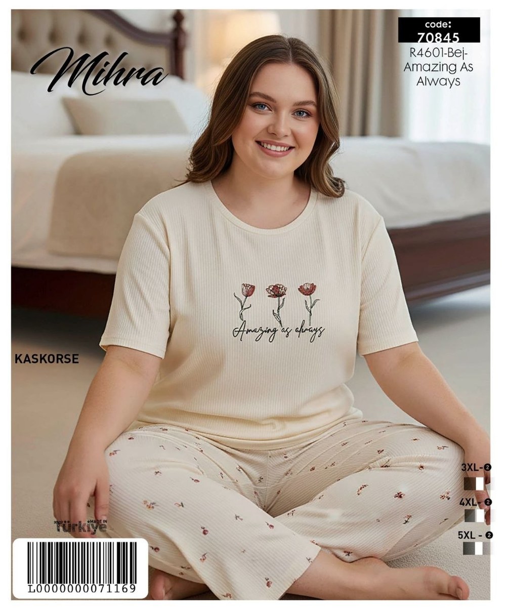 Mihra 70845 Kaşkorse Battal Kısa Kol Pijama Takım KOD-4