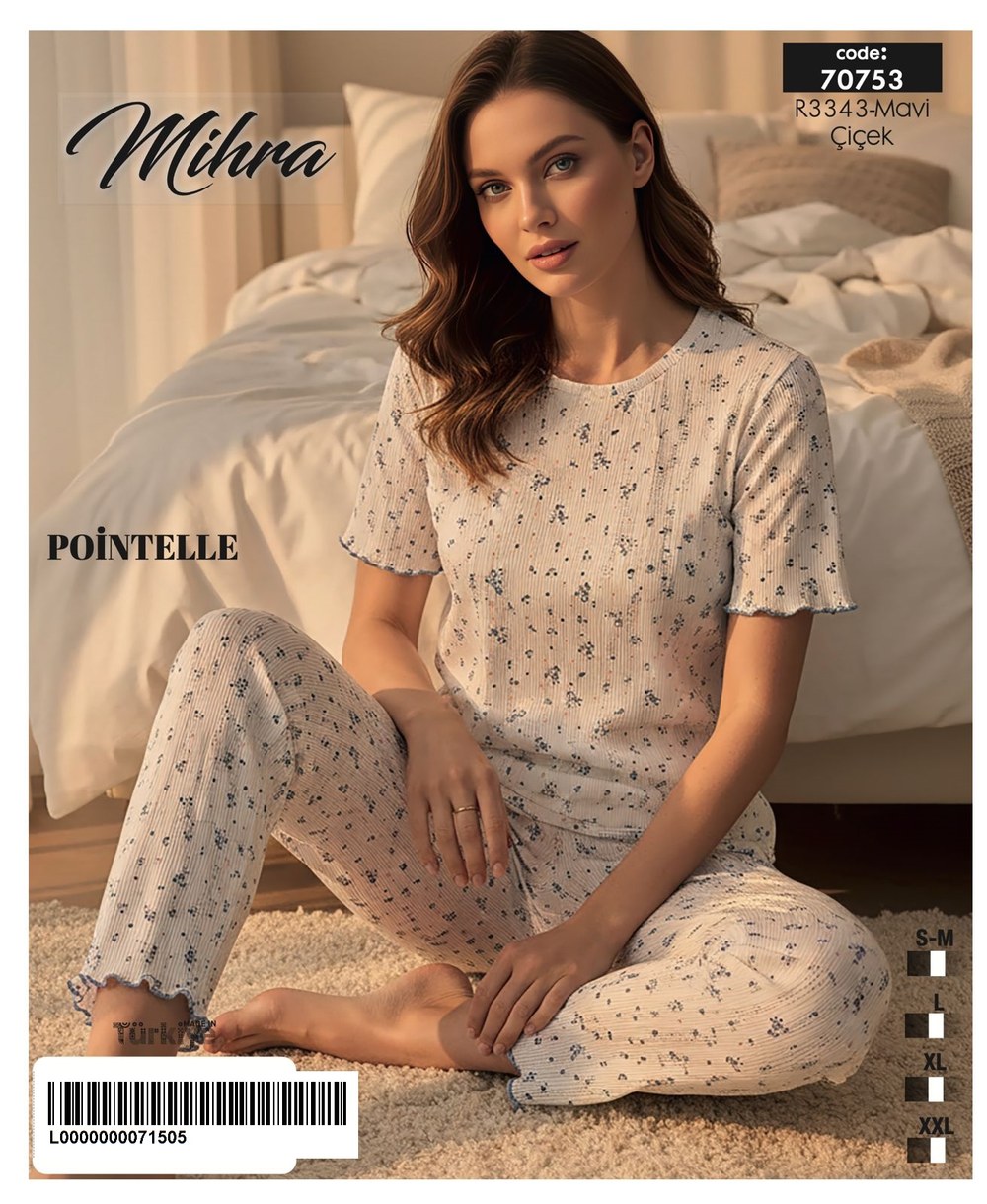 Mihra 70851/70753 Pointelle Bayan Kısa Kollu Pijama Takım KOD-2