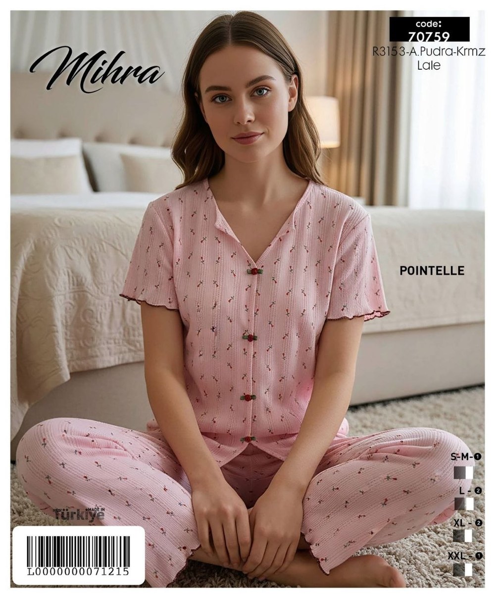Mihra 70759 Poıntelle Kısa Kol Pijama Takım KOD-2
