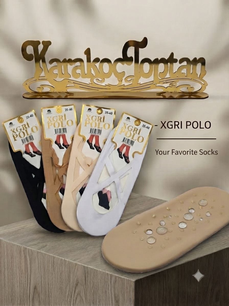 Xgri Polo B-61 Plates Kadın Silikonlu Kaymaz Babet BEYAZ