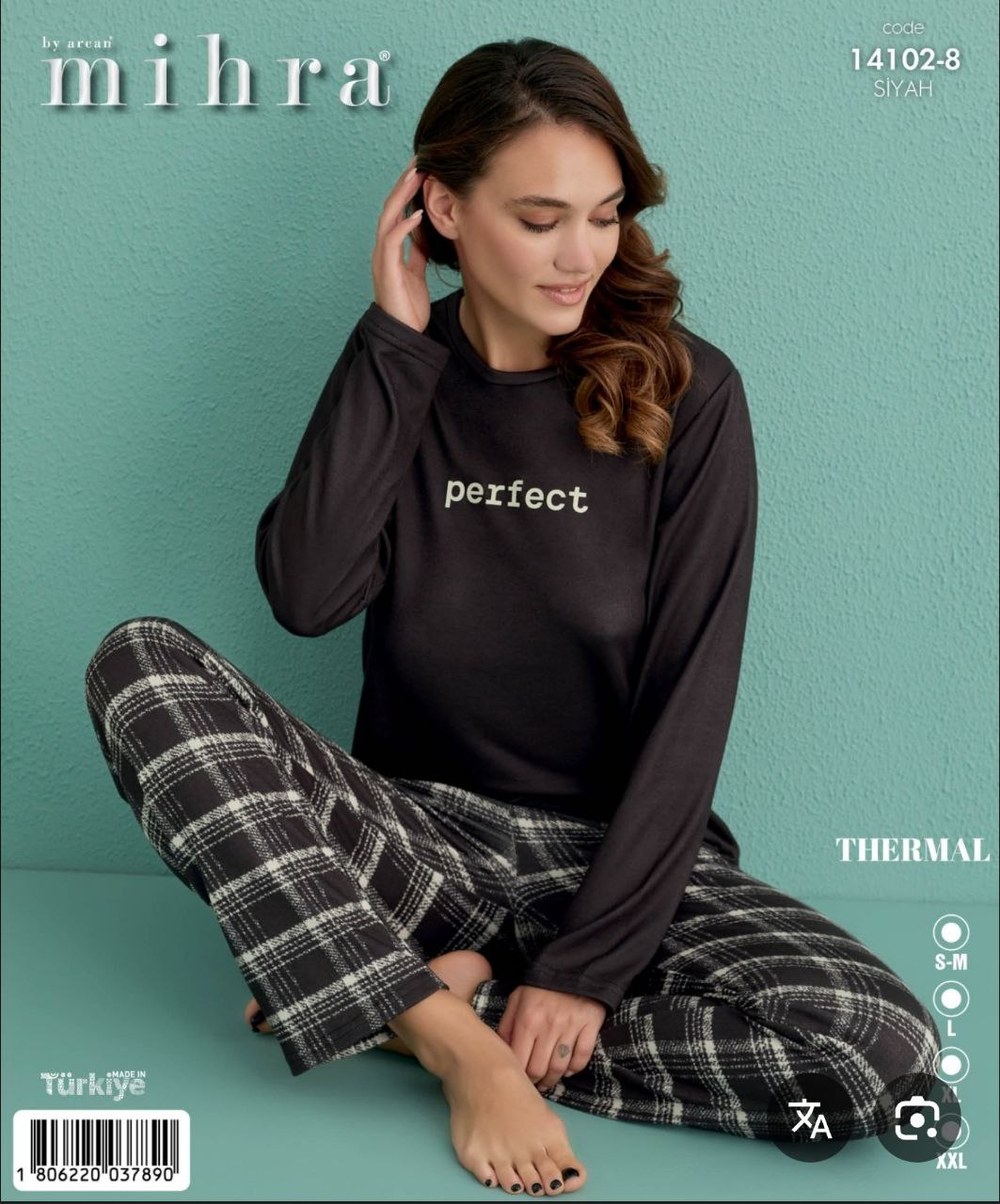 Mihra 14102 Thermal Uzun Kol Bayan Pijama Takım KOD-1