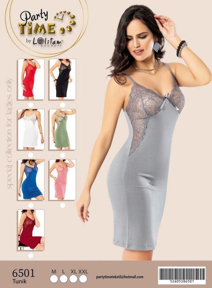 Part Time 6501 İp Askılı Dantelli Tunik KIRMIZI