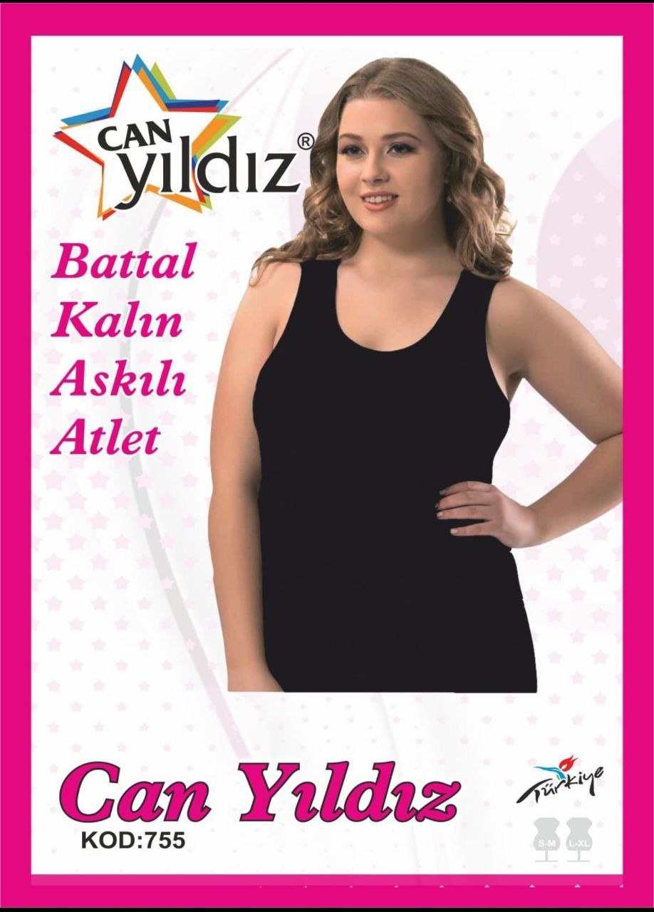 Can Yıldızı 755 Battal Kalın Askılı Atlet FUŞE PEMBE
