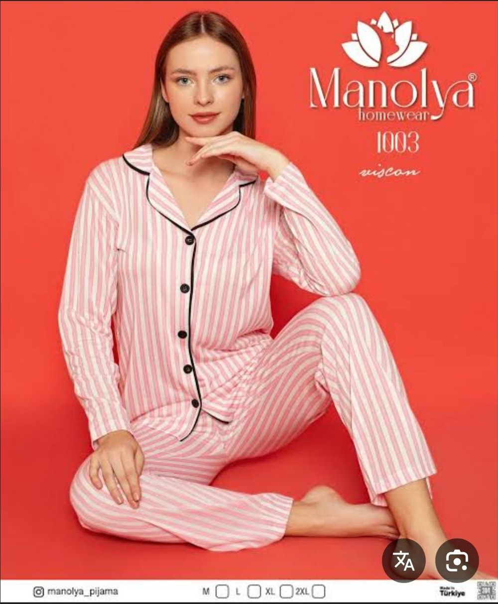 Manolya 1000 Viskon Düğmelı Bayan Pijama Takım KOD-2