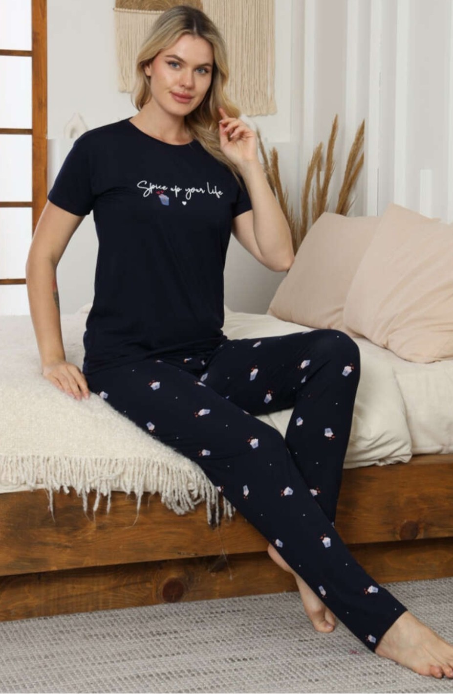 Işılay Milan Kısa Kol Bayan Pijama Takım KOD-1