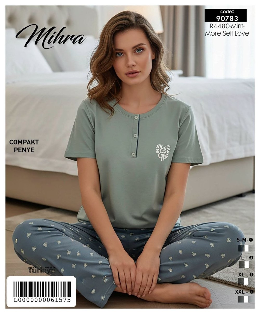 Mihra 90783 Compakt Penye Kısa Kol Pijama Takım KOD-4