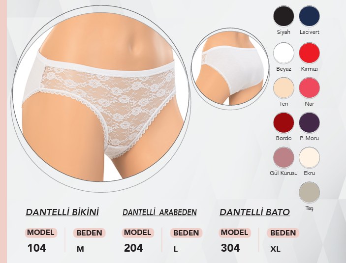 Dondeza 104 M Beden Önü Dantelli Bikini BEYAZ