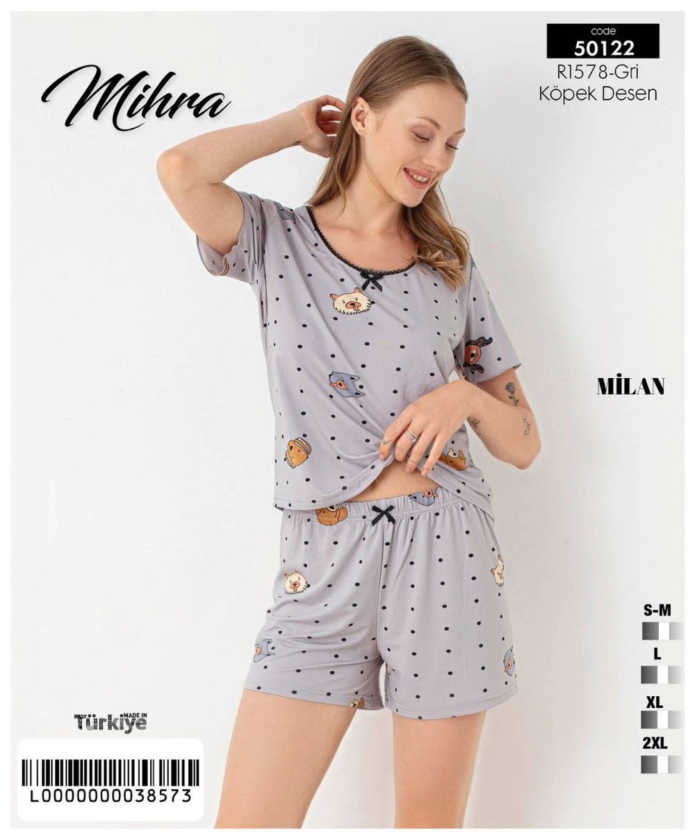 Mihra 50122 Milan Bayan Kısa Kollu Şort Takım KOD-2