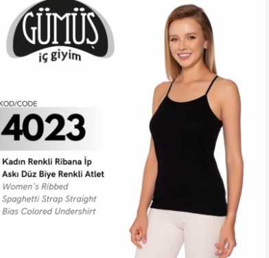 Gümüş 4023 Bayan İp Askılı Düz Atlet Renklı TEN