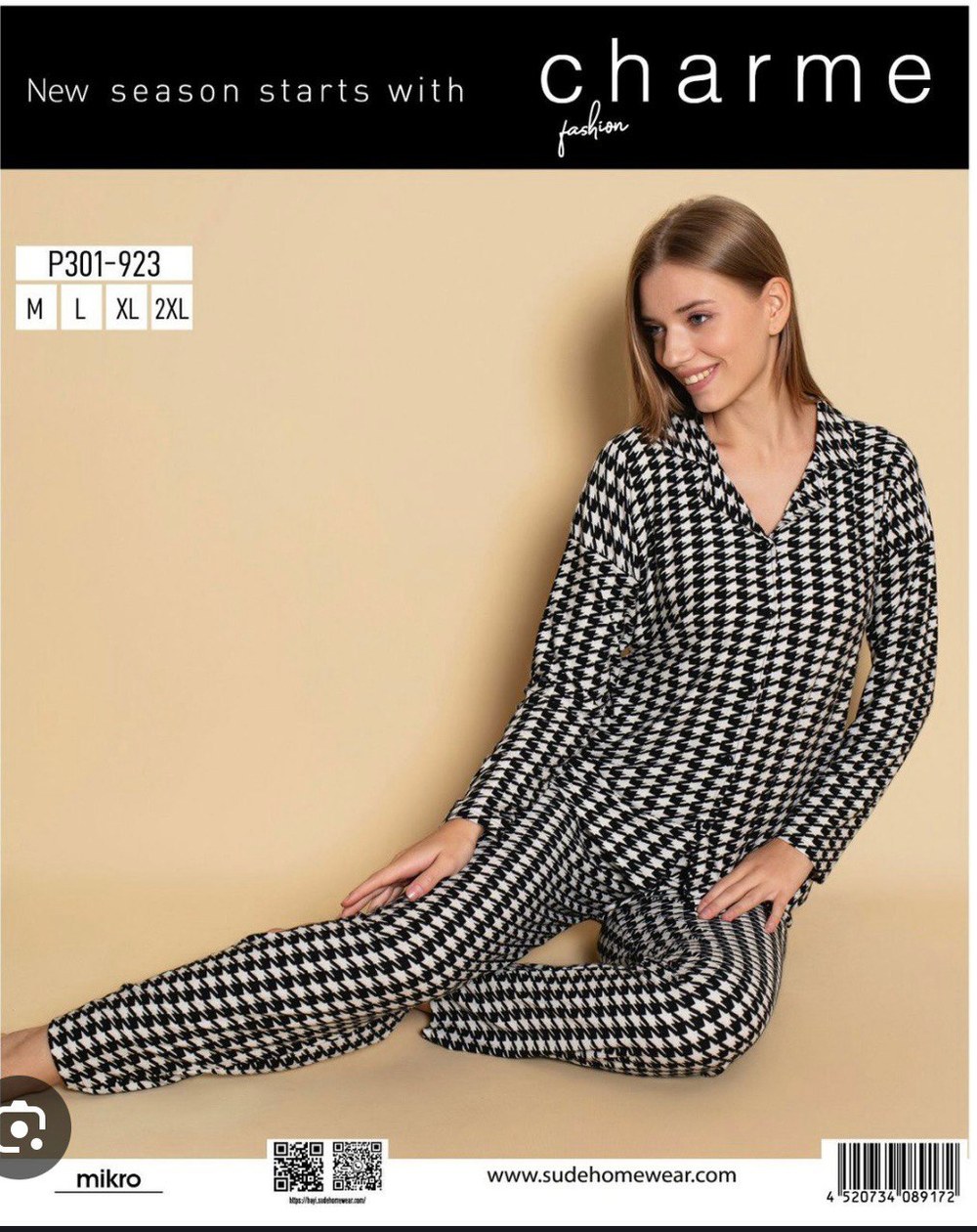 Charme 301 Mikro Süet Düğmelı Bayan Pijama Takım KOD-2