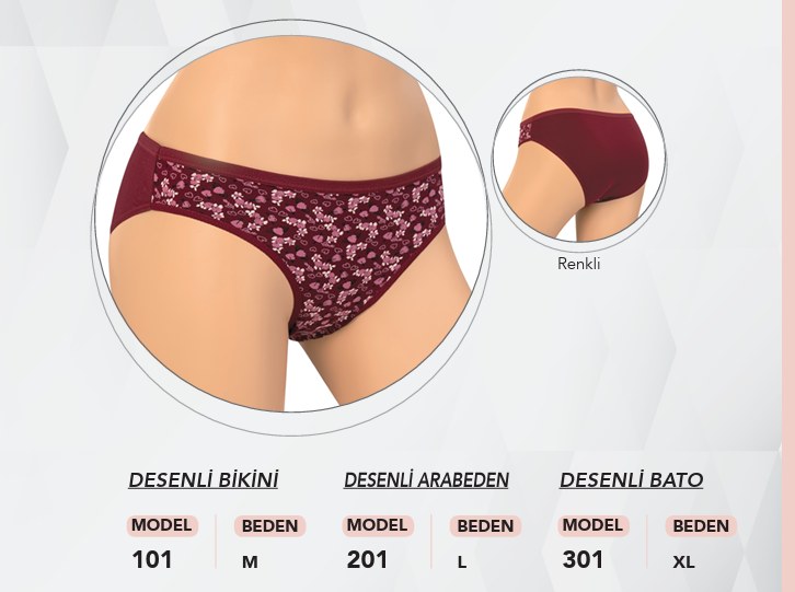 Dondeza 101 M Beden Desenli Kadın Külot ASORTİ